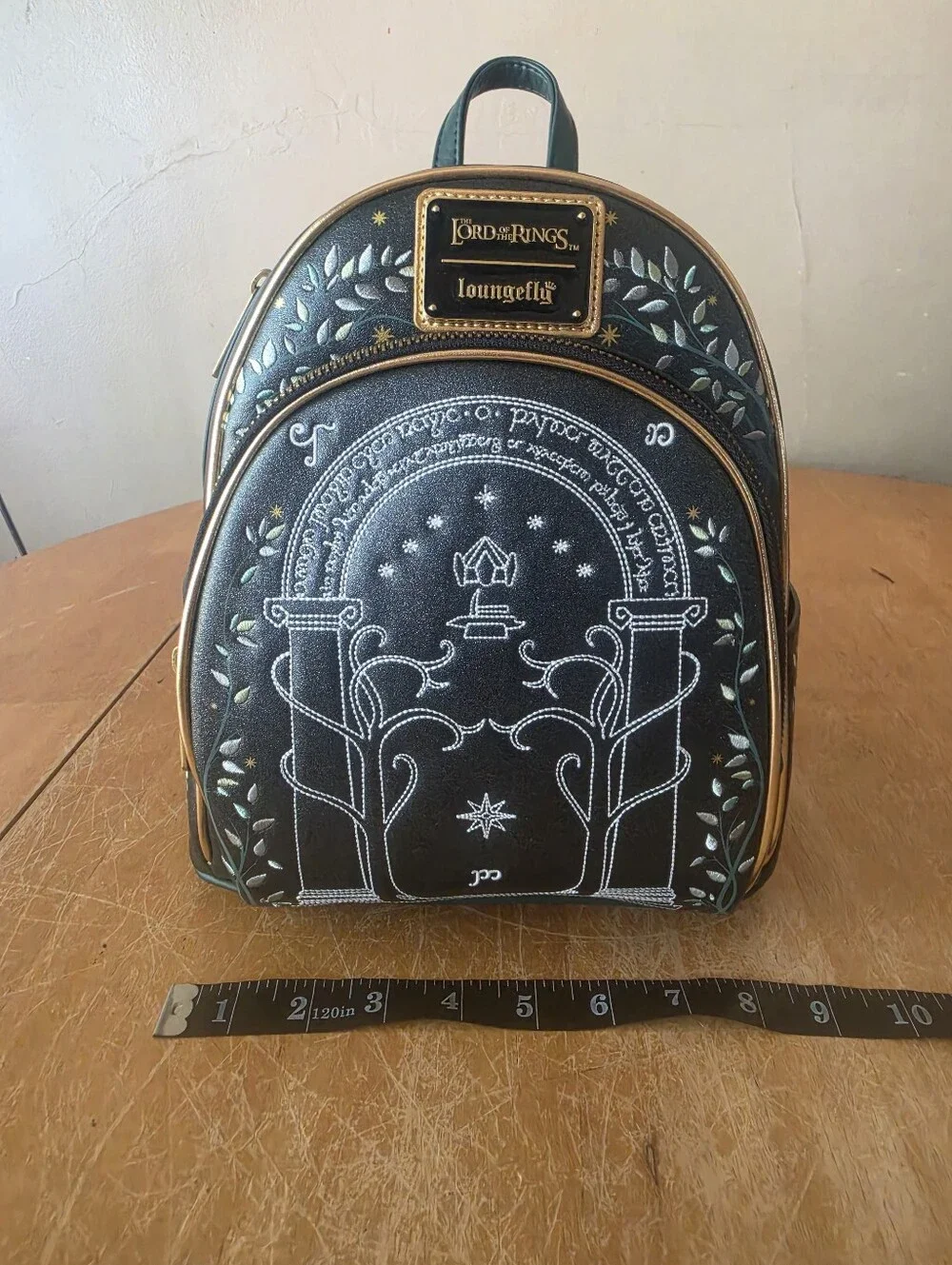 Loungefly Hardtag Black & Gold Lord of the Rings Mini Backpack